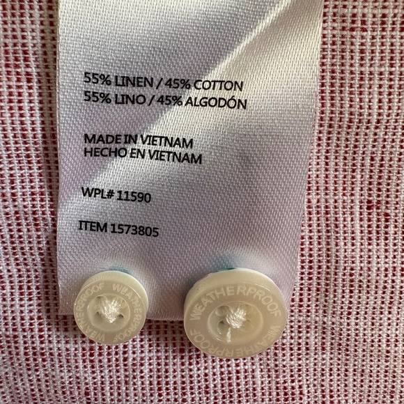 Weatherproof Vintage Linen/Cotton Short Sleeve Shirt, Light Red/Pink Medium NWT - Picture 14 of 15